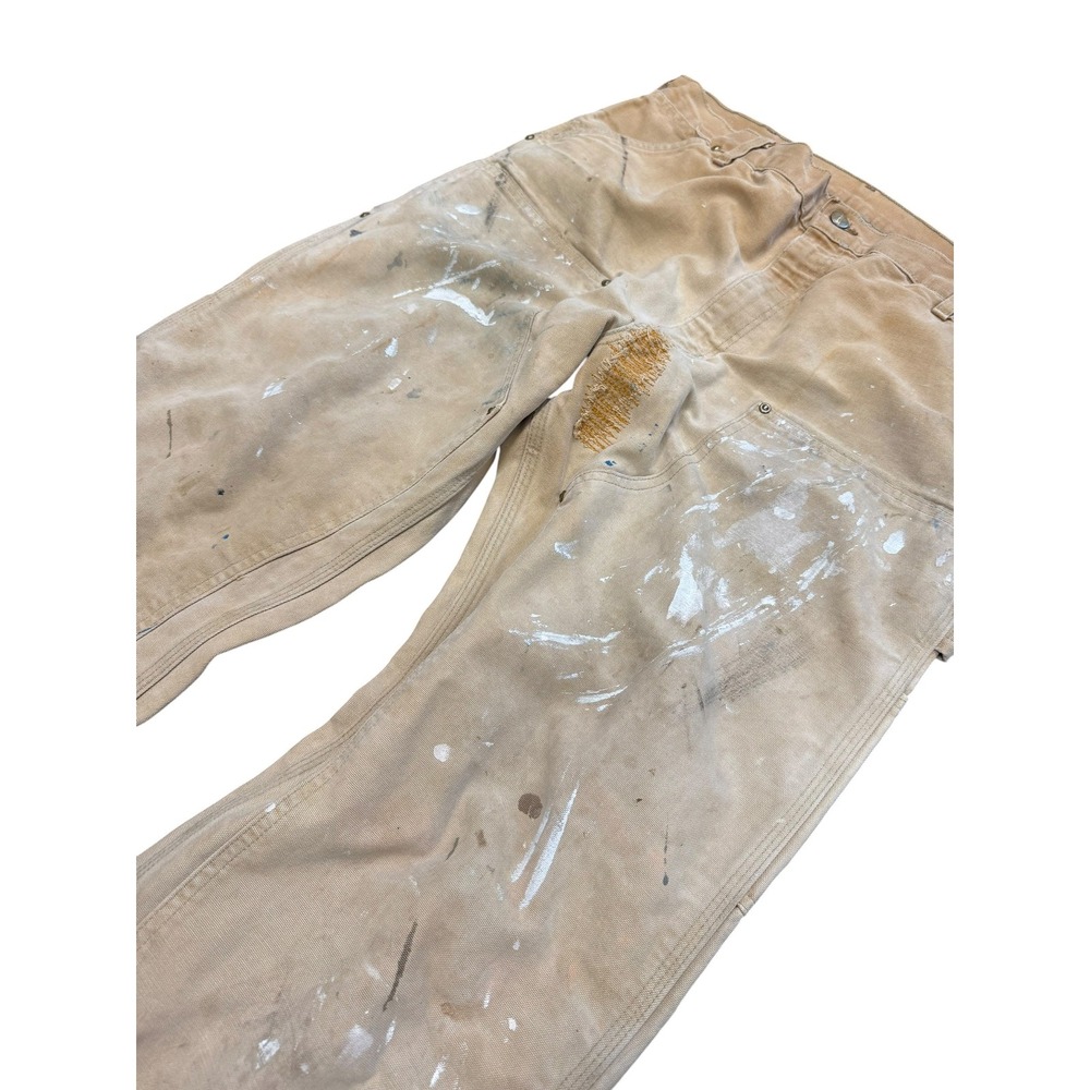 Carhartt Double Knee Work Pants Mens 36x34 Tan Fair Distressed Painter B01 USA - Picture 3 of 12